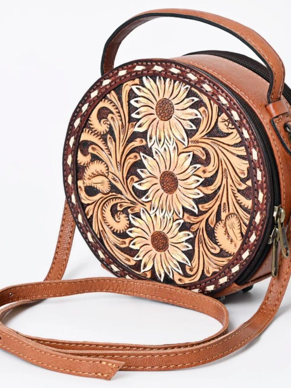 American Darling Boho Sunflower Leather Crossbody - Picture 2 of 6